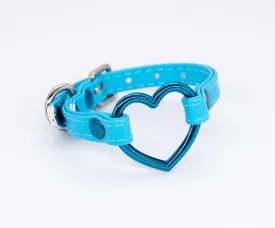 3/8" Blue Heart Vegan Leather Cuff