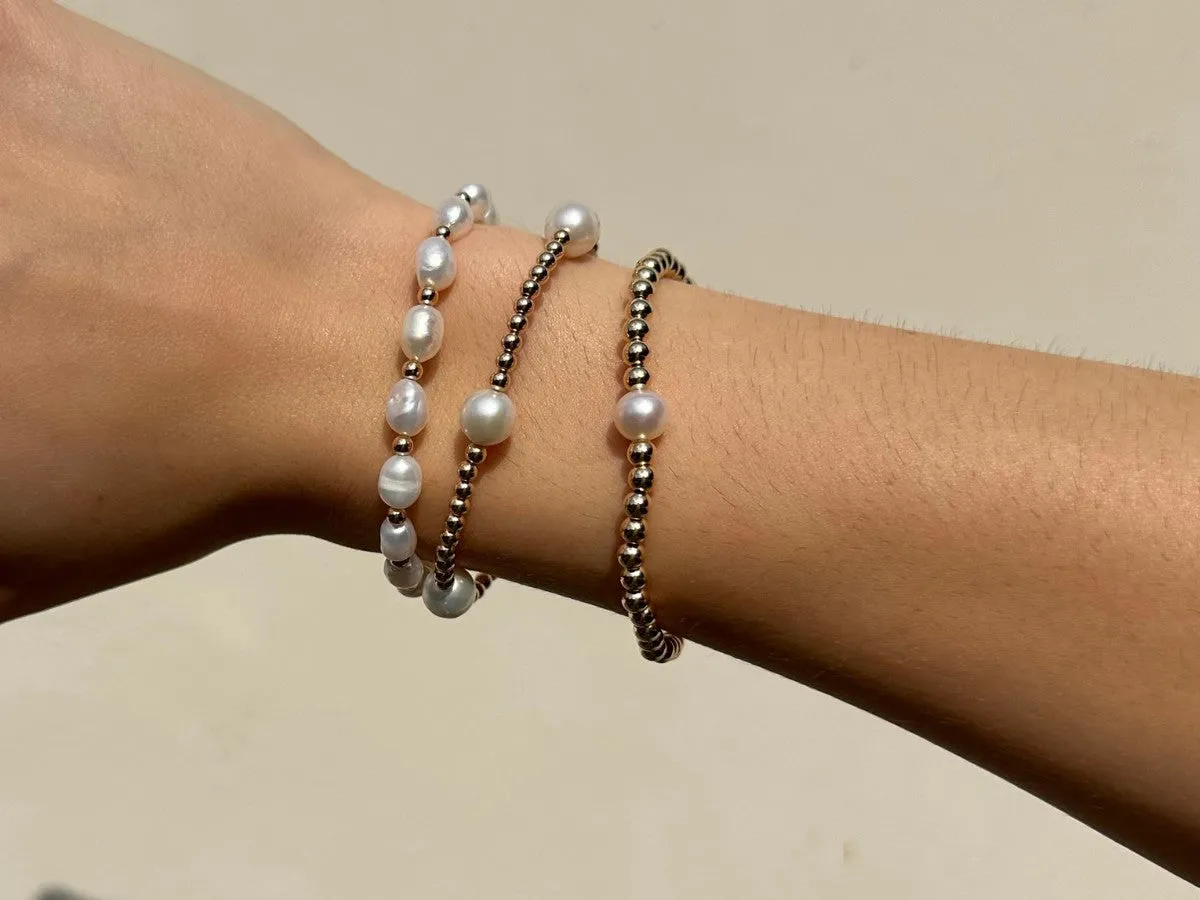 3mm Bead Pearl Bracelet Set