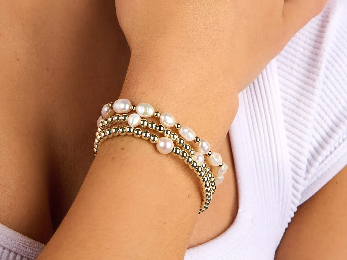 3mm Bead Pearl Bracelet Set