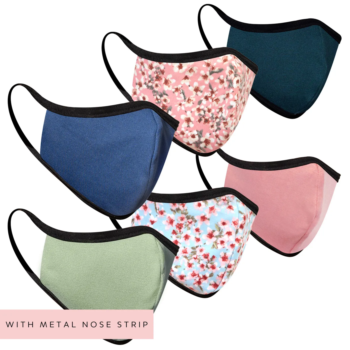 6-Pack Ditsy Floral and Solids with Metal Nose Insert