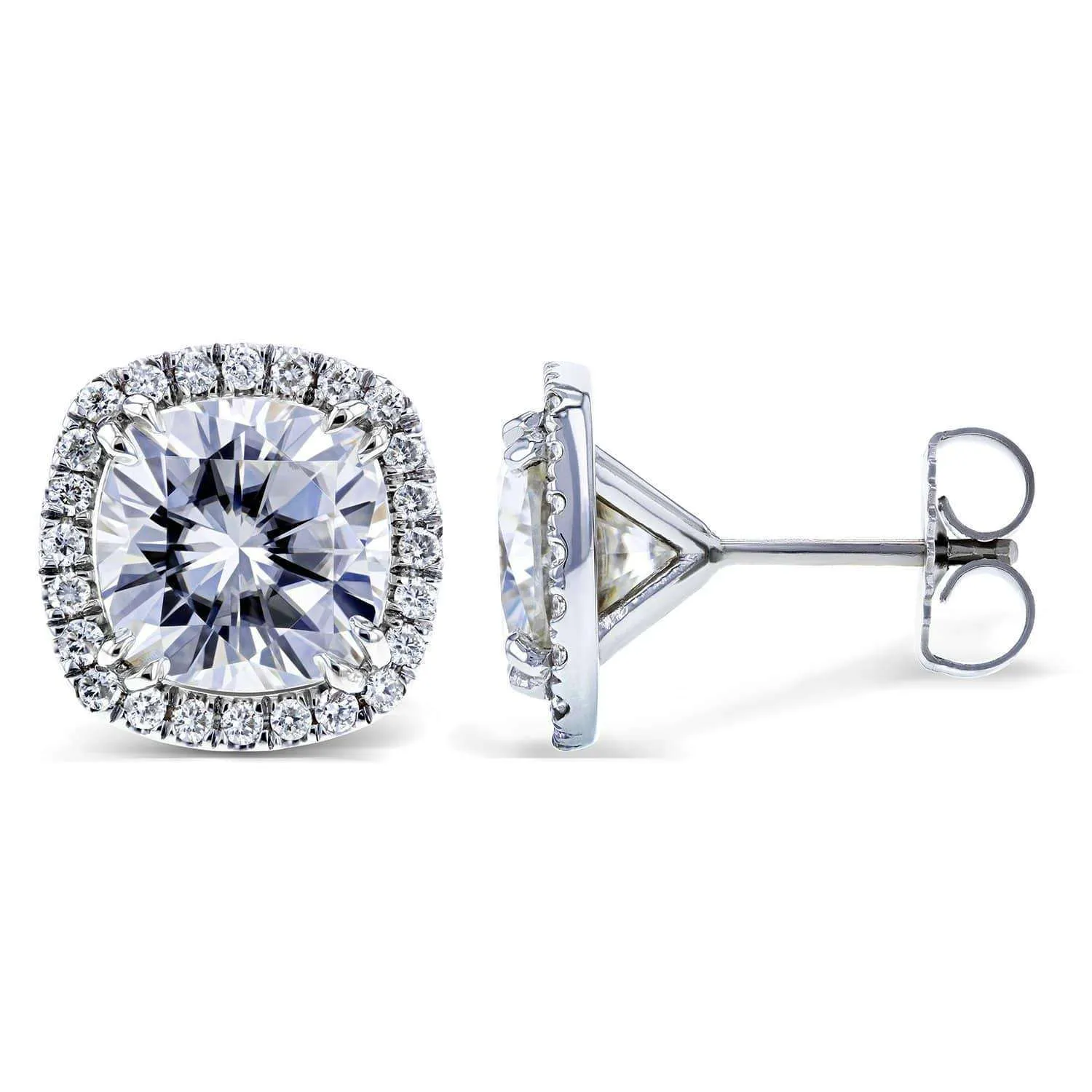 6ct.tw Moissanite and Diamond Halo Formal Stud Earrings