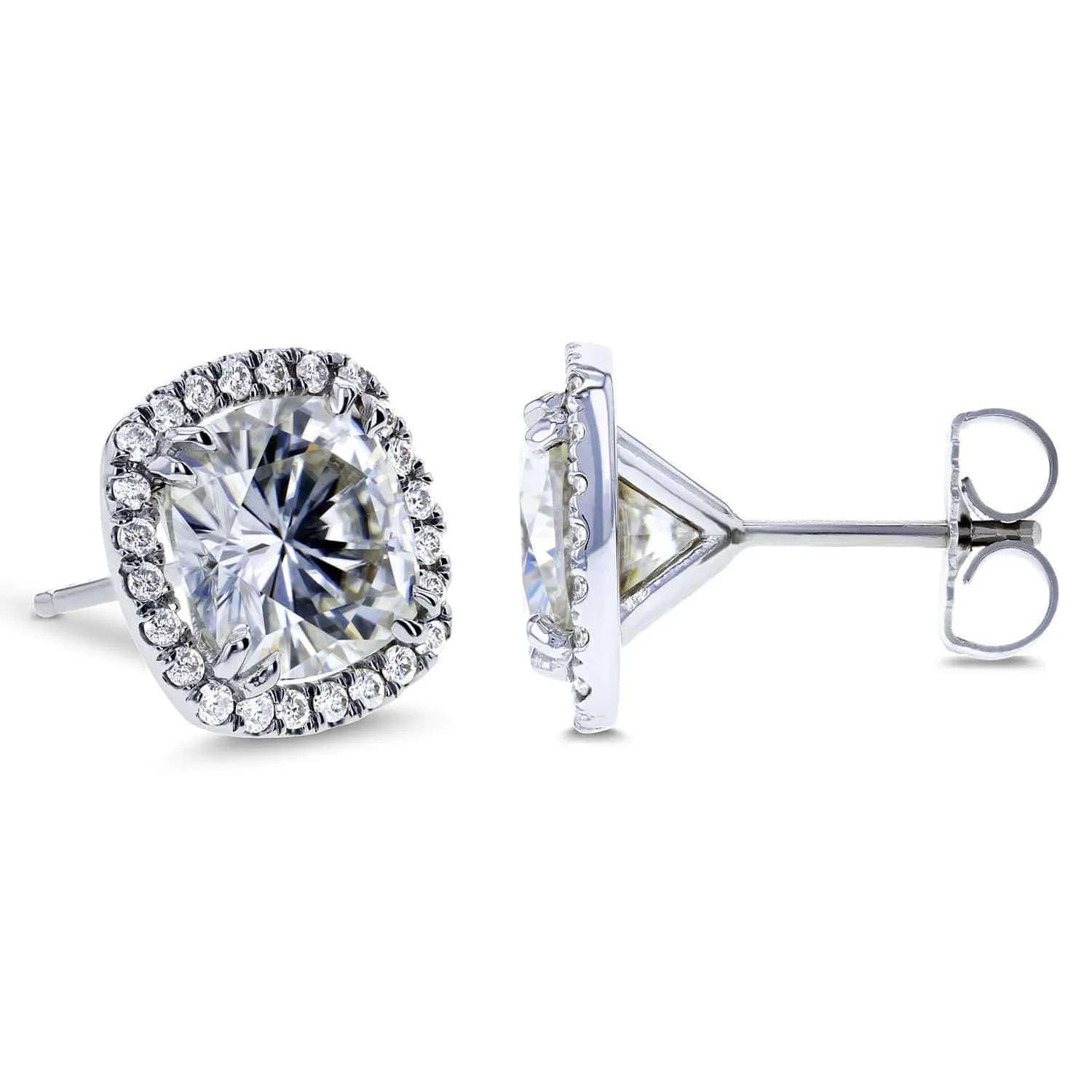 6ct.tw Moissanite and Diamond Halo Formal Stud Earrings