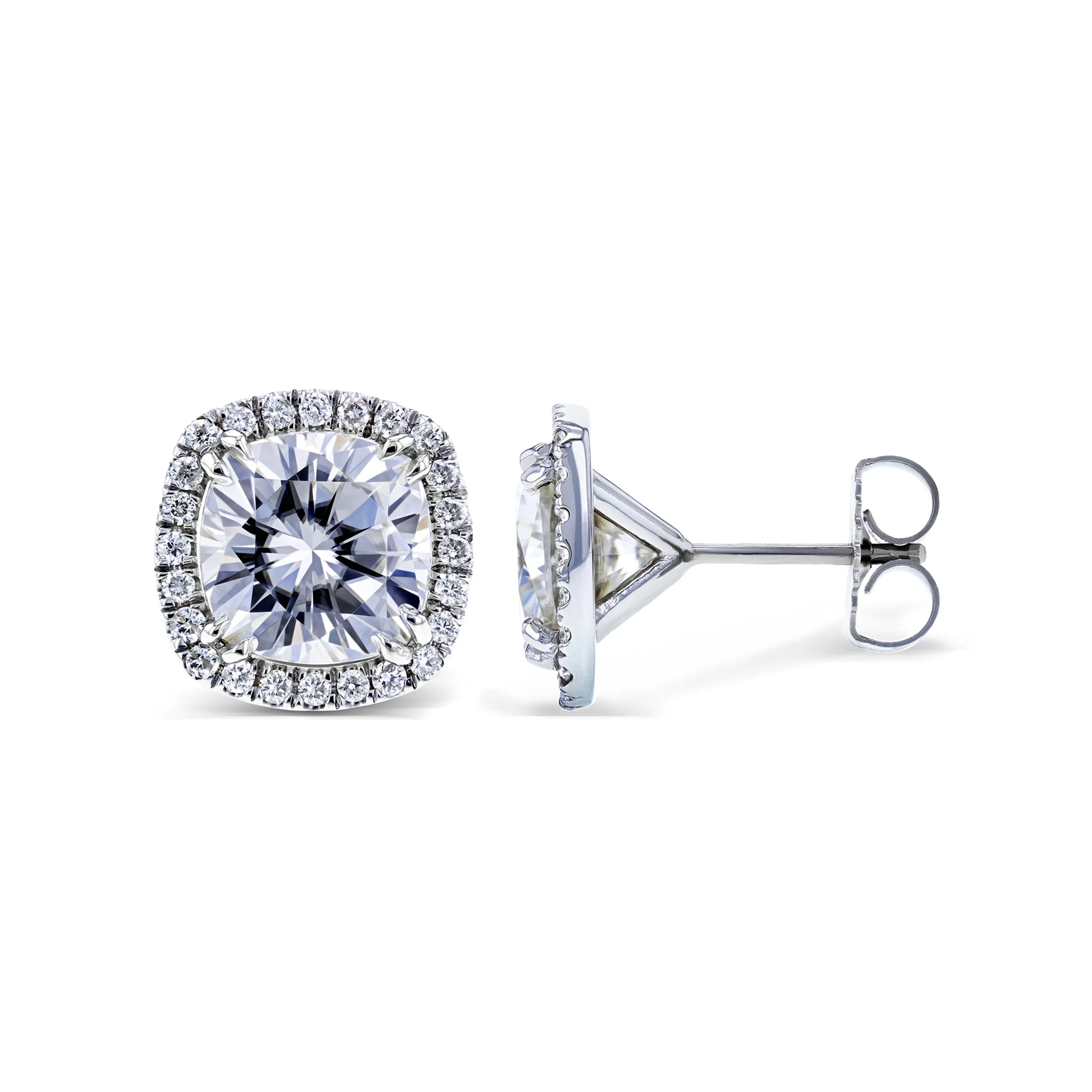 6ct.tw Moissanite and Diamond Halo Formal Stud Earrings