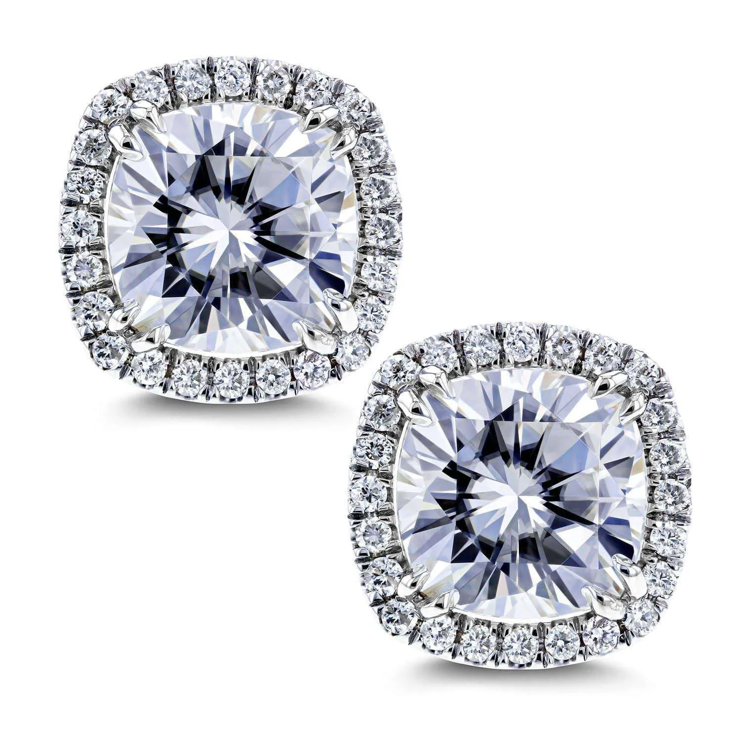 6ct.tw Moissanite and Diamond Halo Formal Stud Earrings