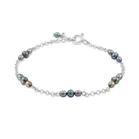 925 Silver Black Pearl Bracelet - June Birthstone Gift