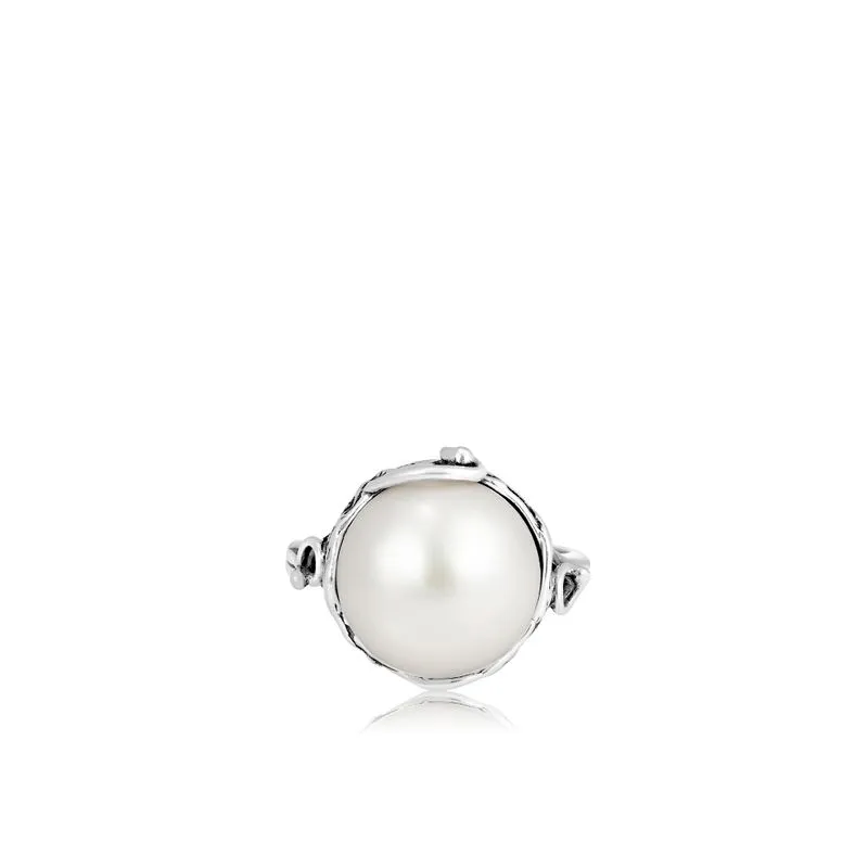 925 Sterling Silver Sizable Ring Inlaid With Pearl