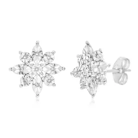 9ct Elegant White Gold Diamond Stud Earrings