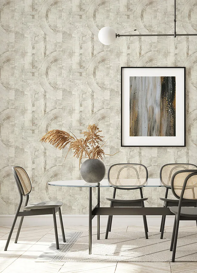 Abe Bone Geo Wallpaper  | Brewster Wallcovering