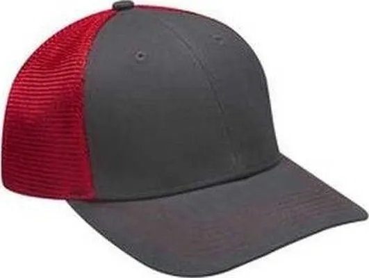 Adams PR102 Brushed Cotton Soft Mesh Trucker Cap - Red