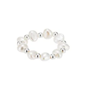 Adjustable Fresh Water Pearls And Silver Beads Ring