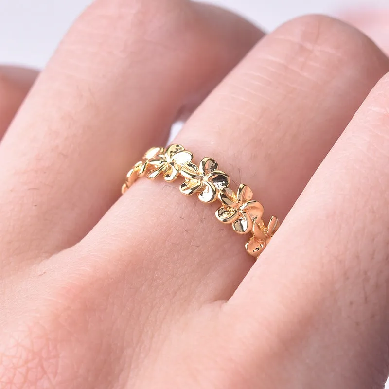 Aesthetic Engraved Ditsy Flower Beaded Rings