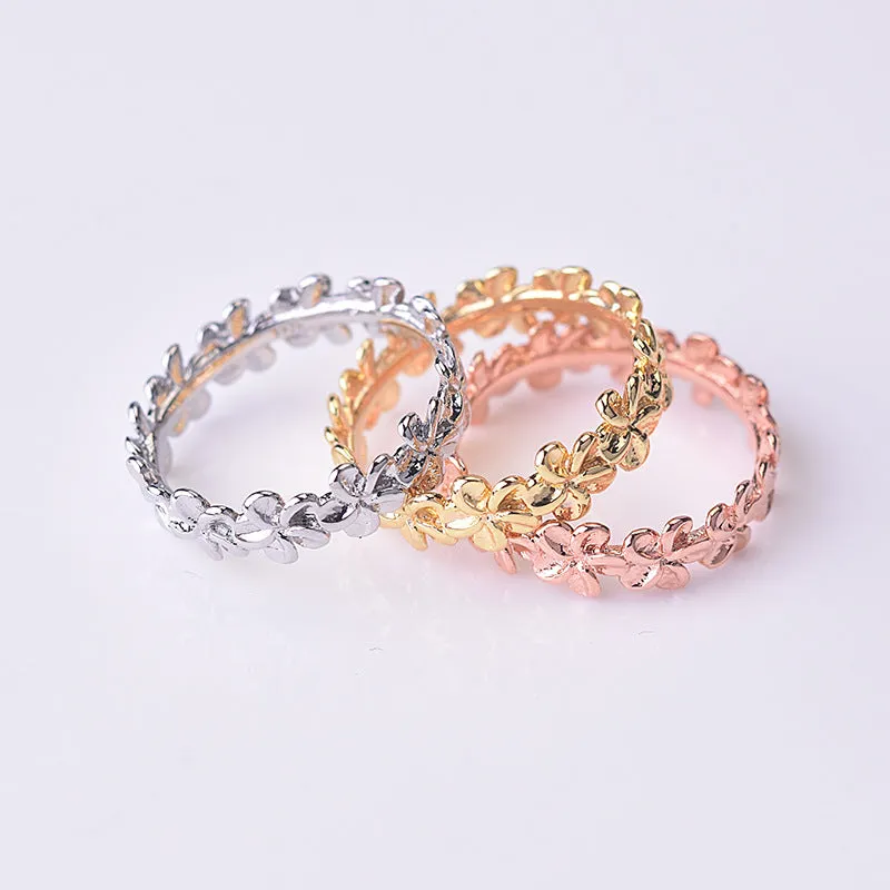 Aesthetic Engraved Ditsy Flower Beaded Rings