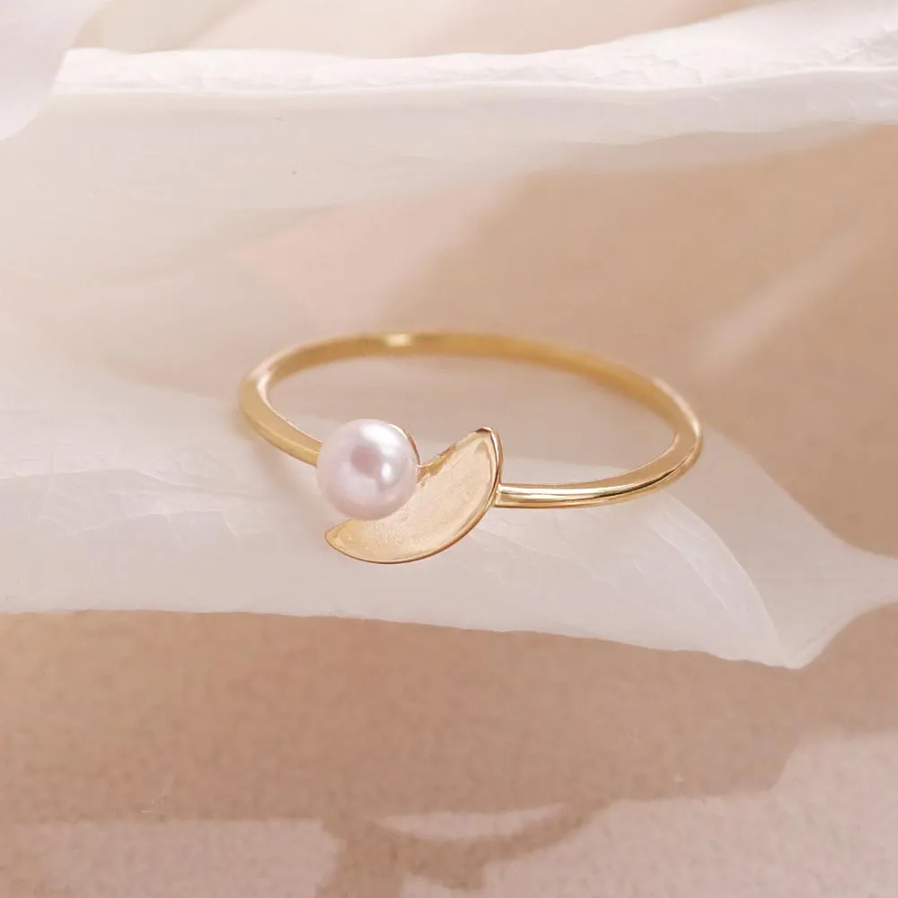 Akoya Pearl Geometric Ring