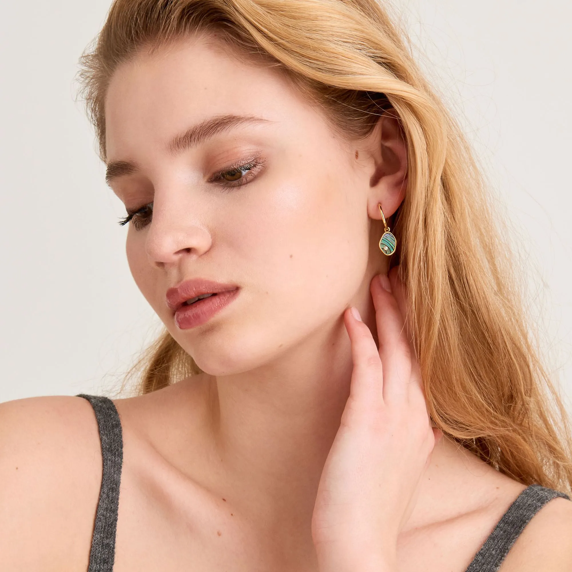 Ania Haie Gold Tidal Abalone Mini Hoop Earrings