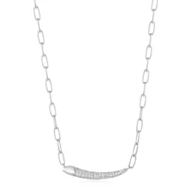 Ania Haie Silver Pave Bar Chain Necklace