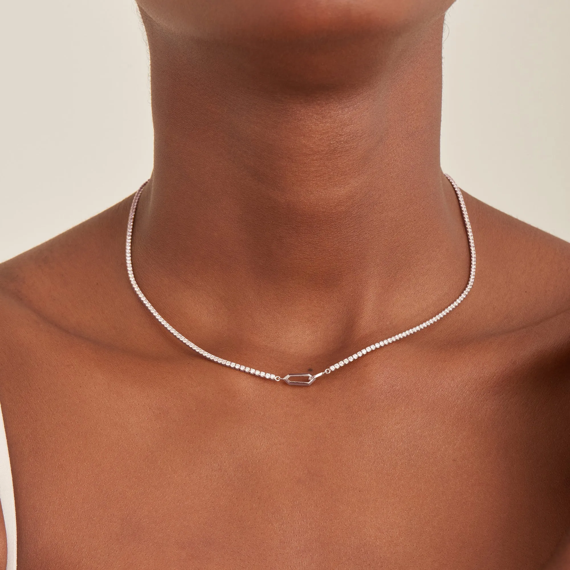 Ania Haie Silver Sparkle Chain Interlock Necklace