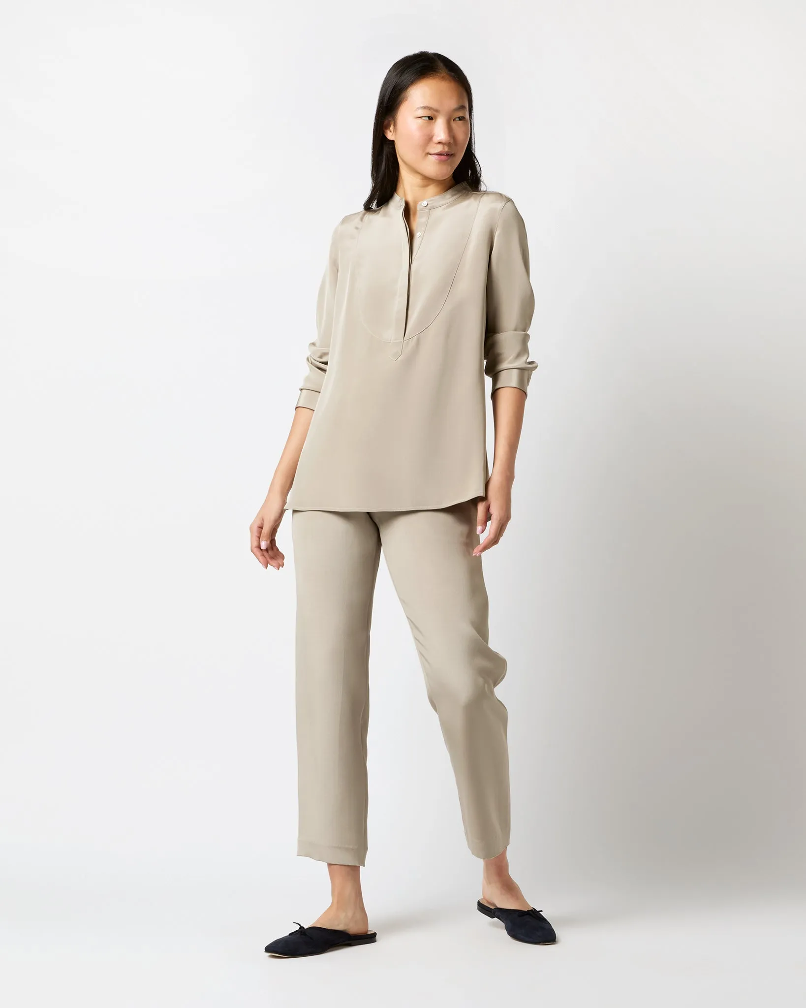 Anna Tunic in Birch Washed Silk Crepe de Chine