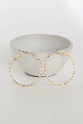 Aubree Gold Textured Hoop Earrings