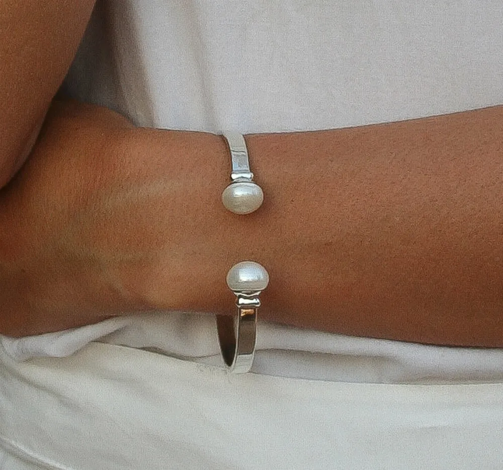 Ava Pearl Cuff in Sterling Silver