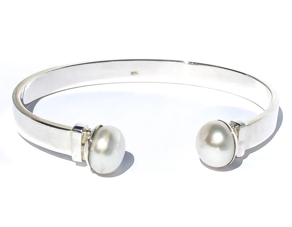 Ava Pearl Cuff in Sterling Silver