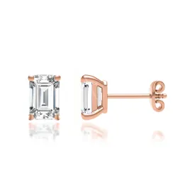 AVIANA - Emerald Lab Diamond 18k Rose Gold Emerald Stud Earrings