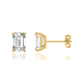 AVIANA - Emerald Lab Diamond 18k Yellow Gold Emerald Stud Earrings