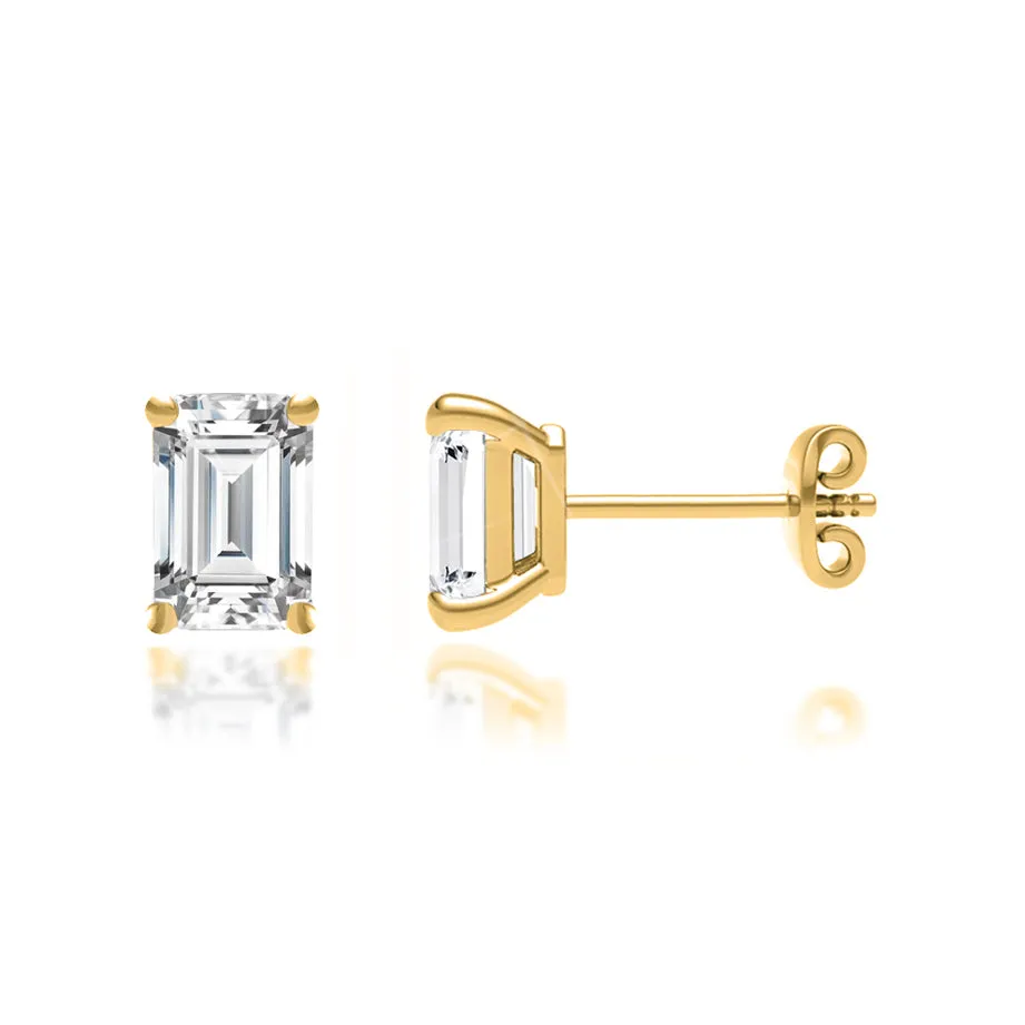 AVIANA - Emerald Lab Diamond 18k Yellow Gold Emerald Stud Earrings