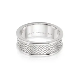 Aztec Engraved Chunky Ring Sterling Silver