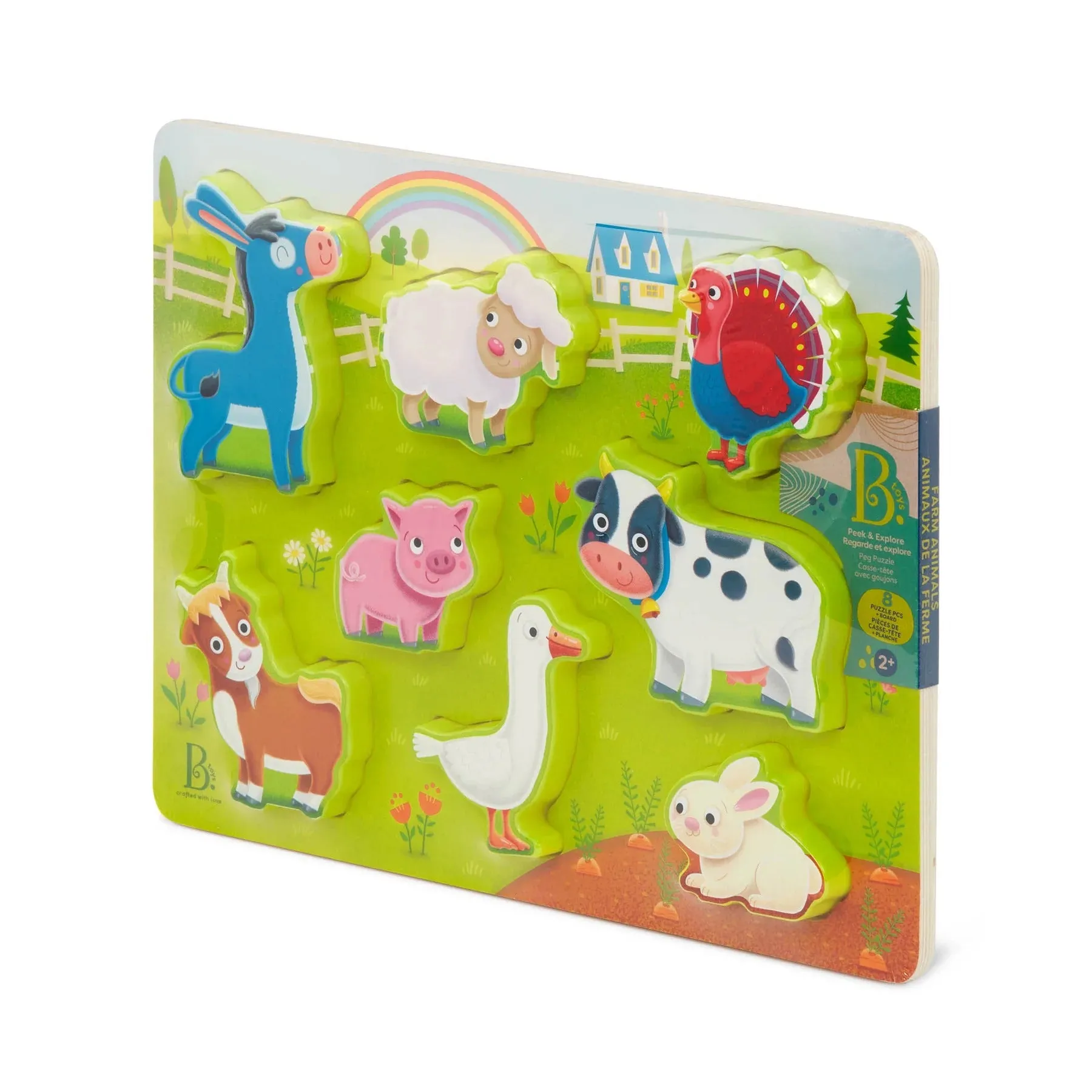 B. toys - Chunky Puzzles - Peek & Explore Farm Animals