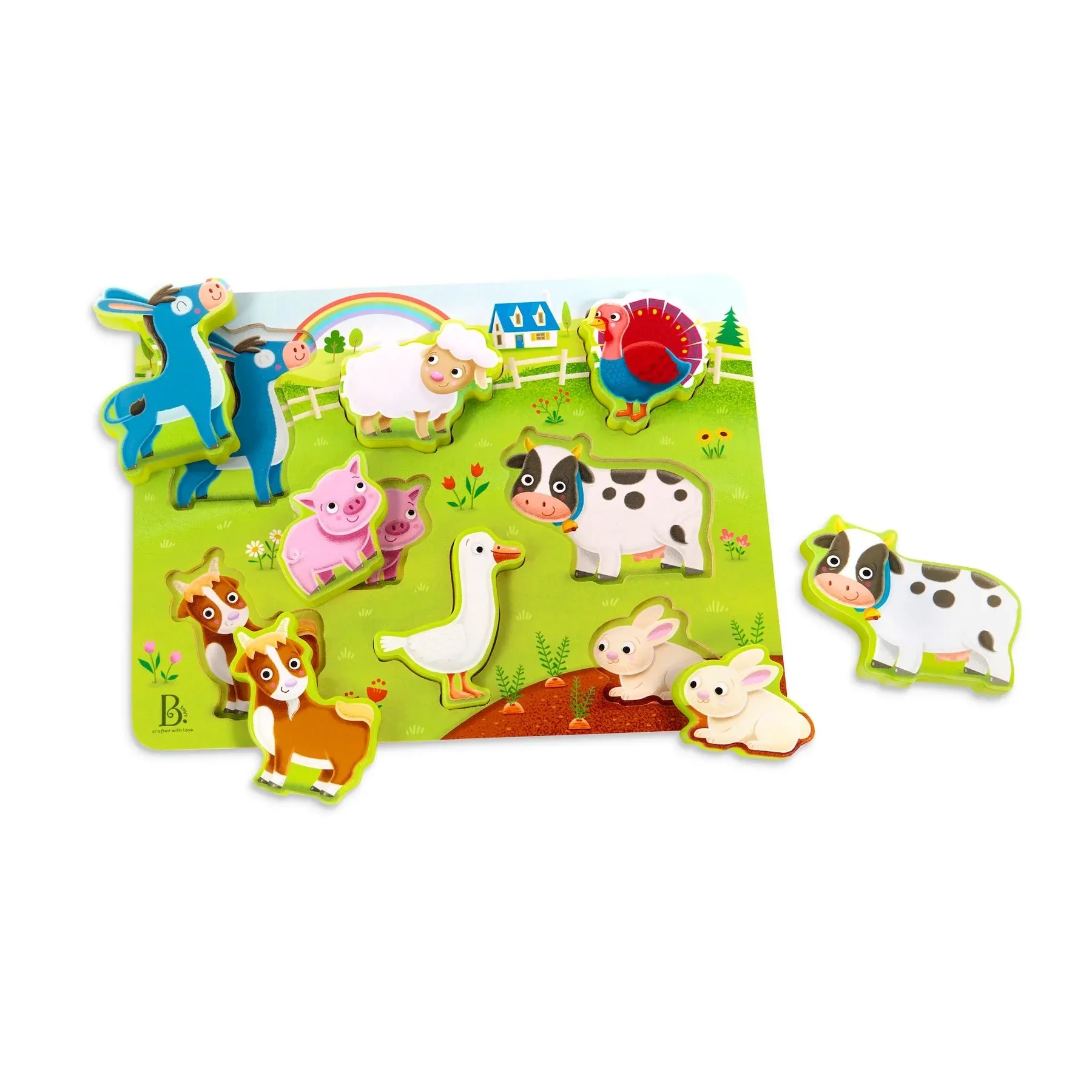 B. toys - Chunky Puzzles - Peek & Explore Farm Animals