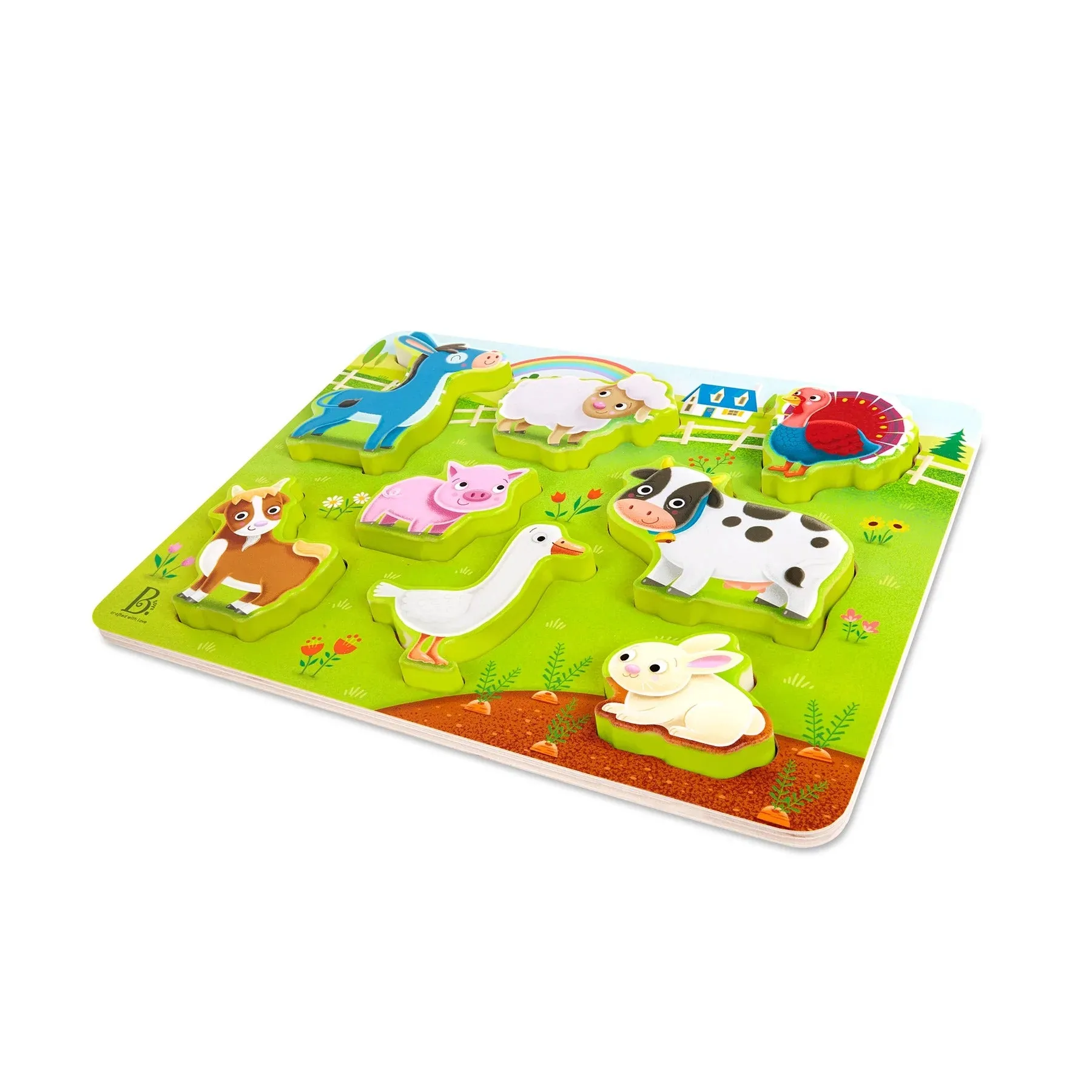 B. toys - Chunky Puzzles - Peek & Explore Farm Animals