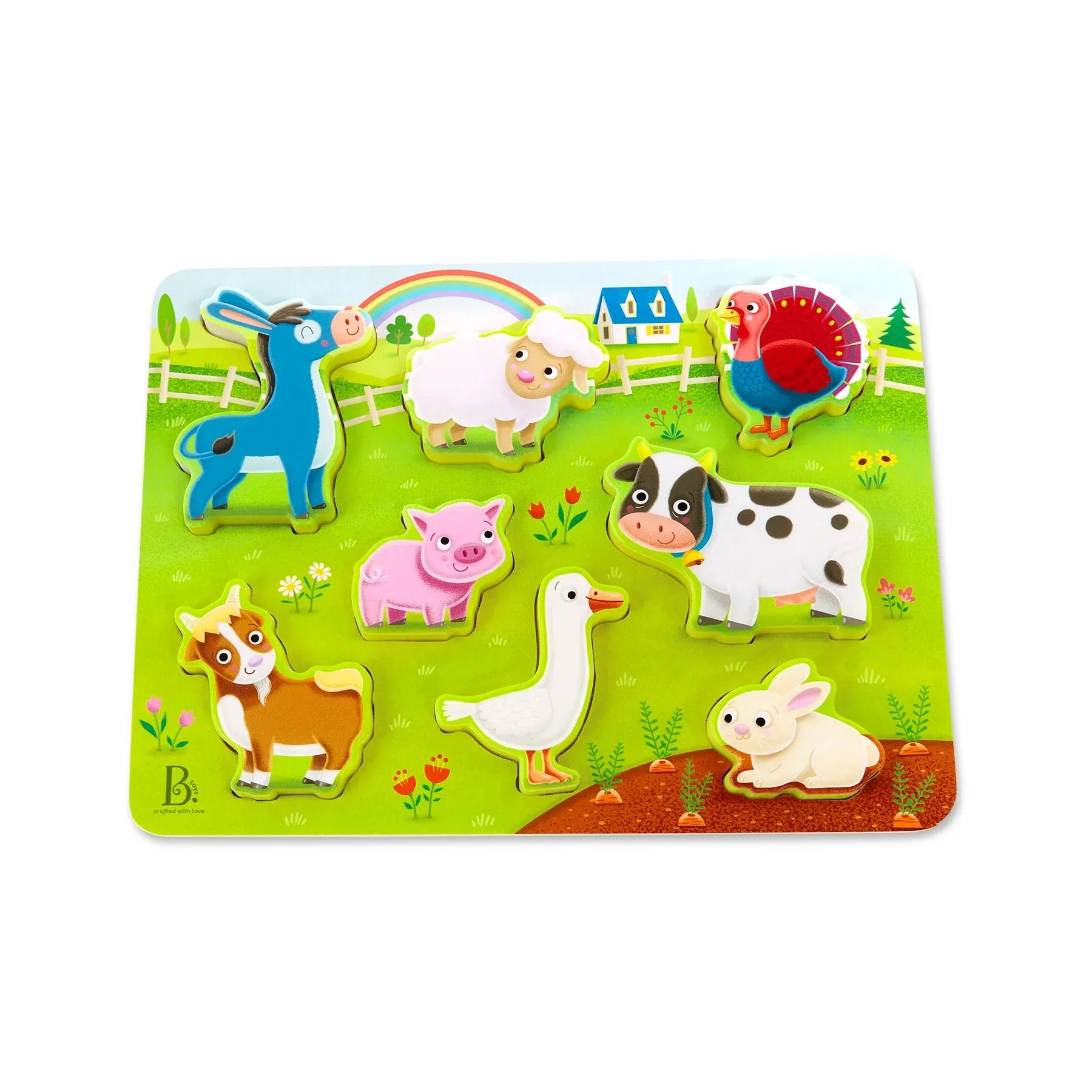 B. toys - Chunky Puzzles - Peek & Explore Farm Animals