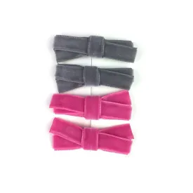 Baby Wisp Velvet Tied Bows 4pk - Grey/Pink