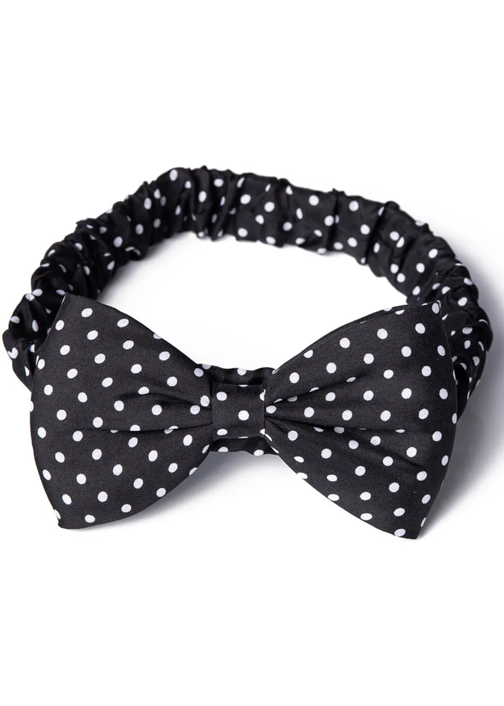 Banned Dionne Polkadot 50's Bow Headband Black White