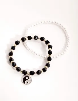 Bead Pearl Yin & Yang Pack Bracelet