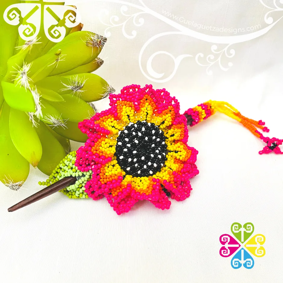 Beaded Dahlia Hair Brooch