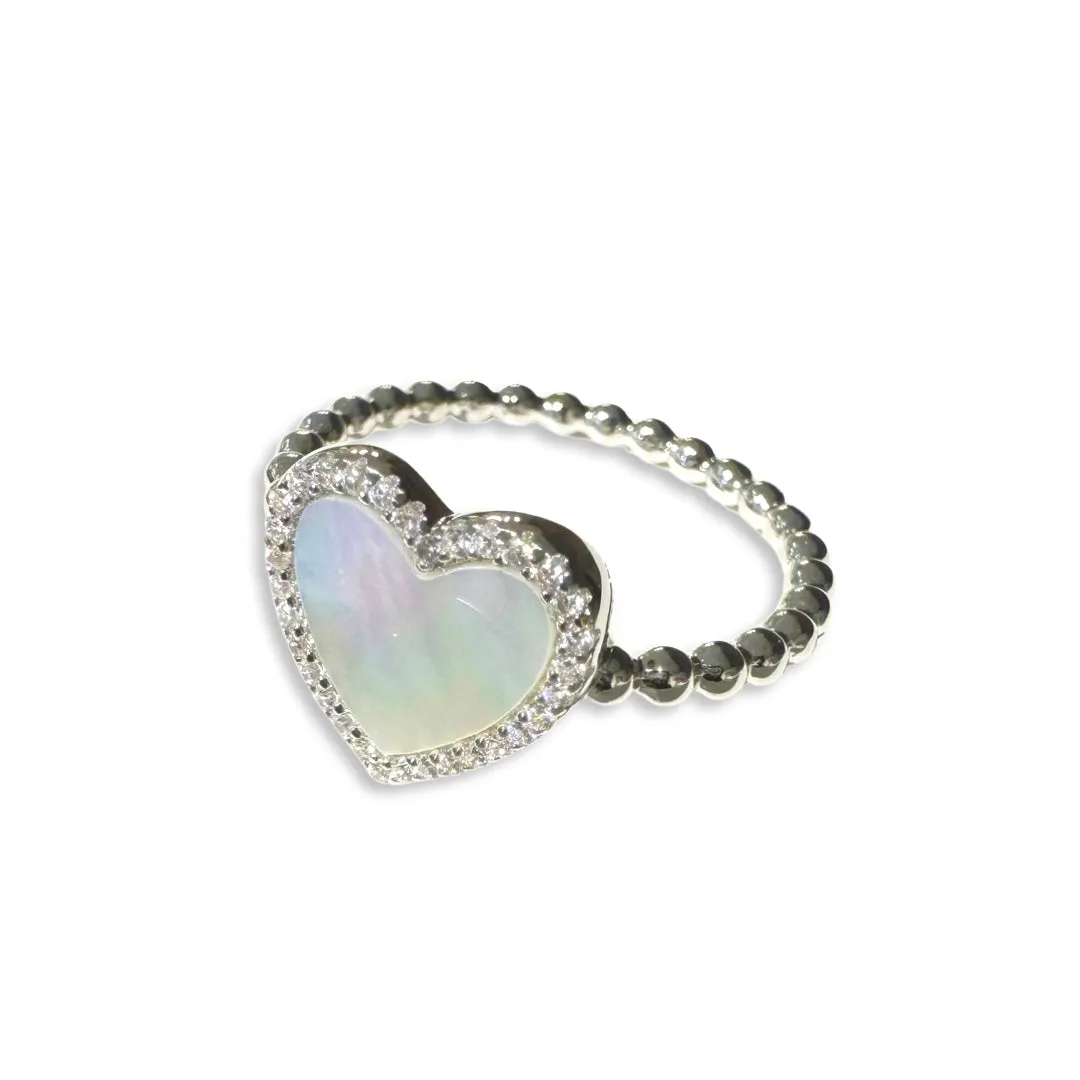 Beaded Heart Gemstone Ring