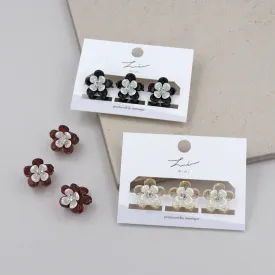 Bicolor Flower Mini Hair Clip Set