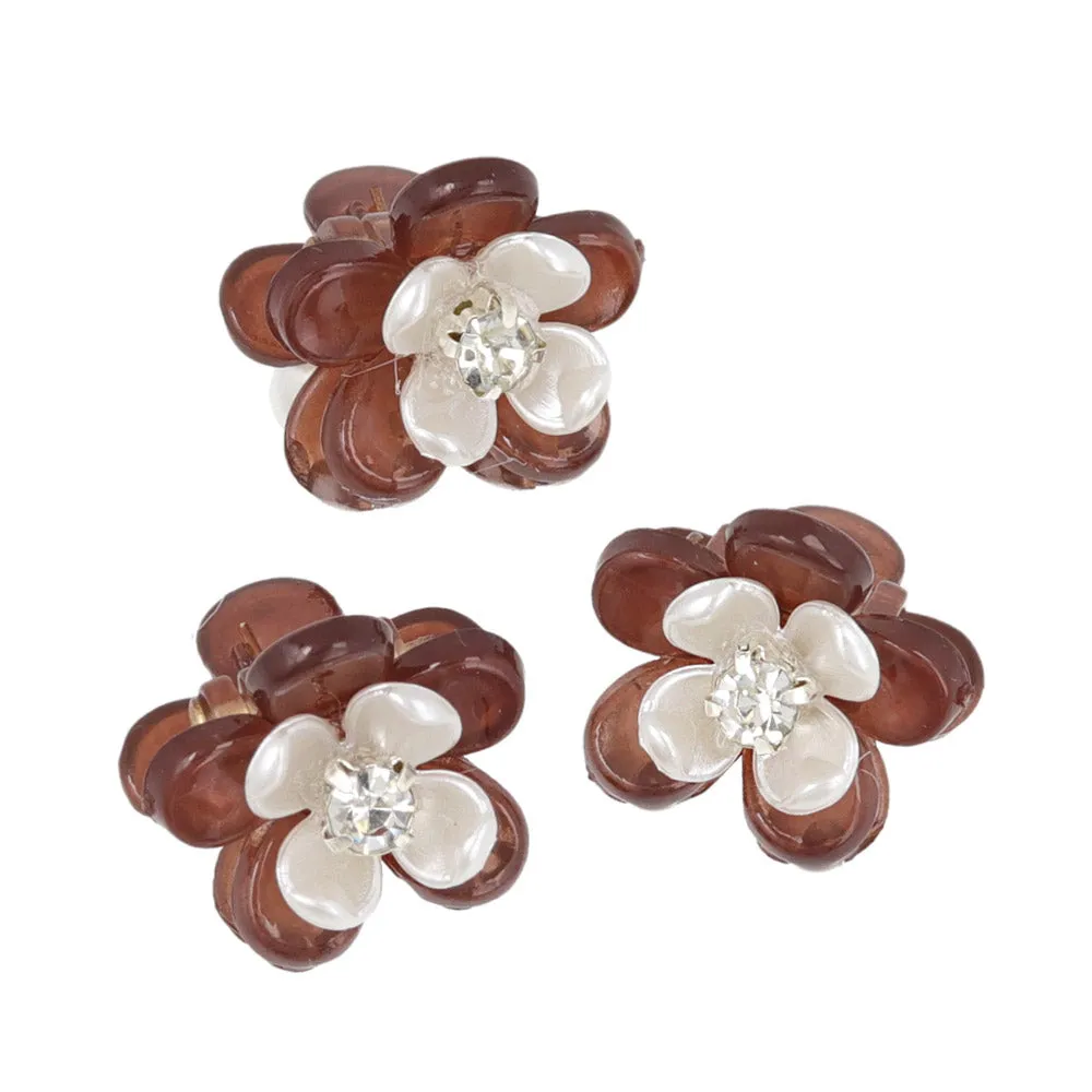 Bicolor Flower Mini Hair Clip Set