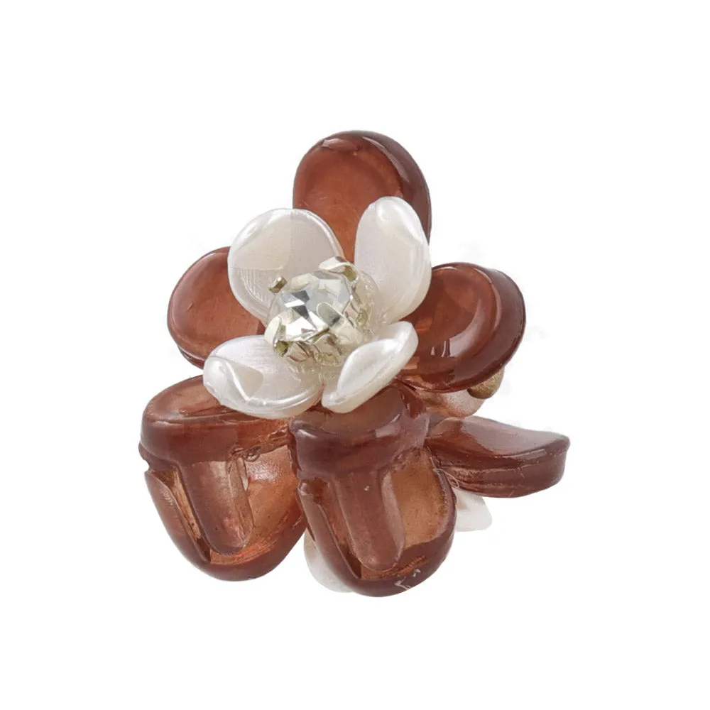 Bicolor Flower Mini Hair Clip Set