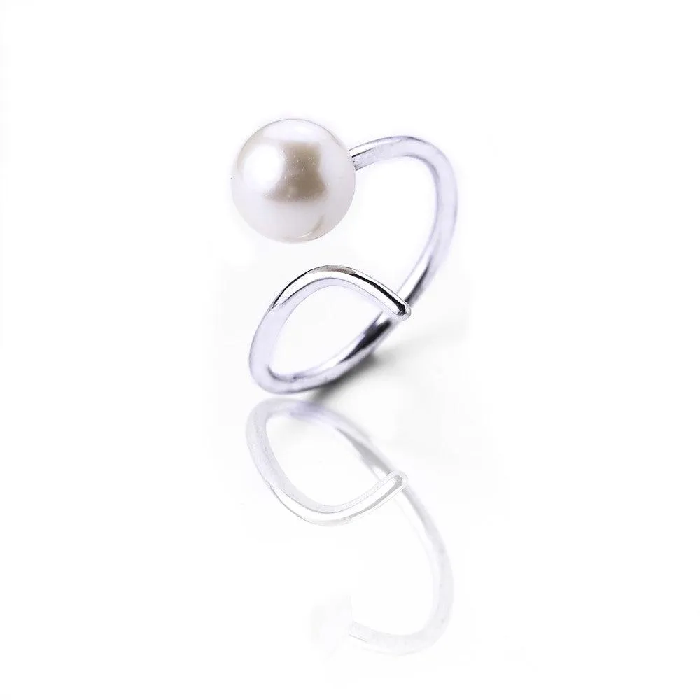 Big pearl ring - Silver