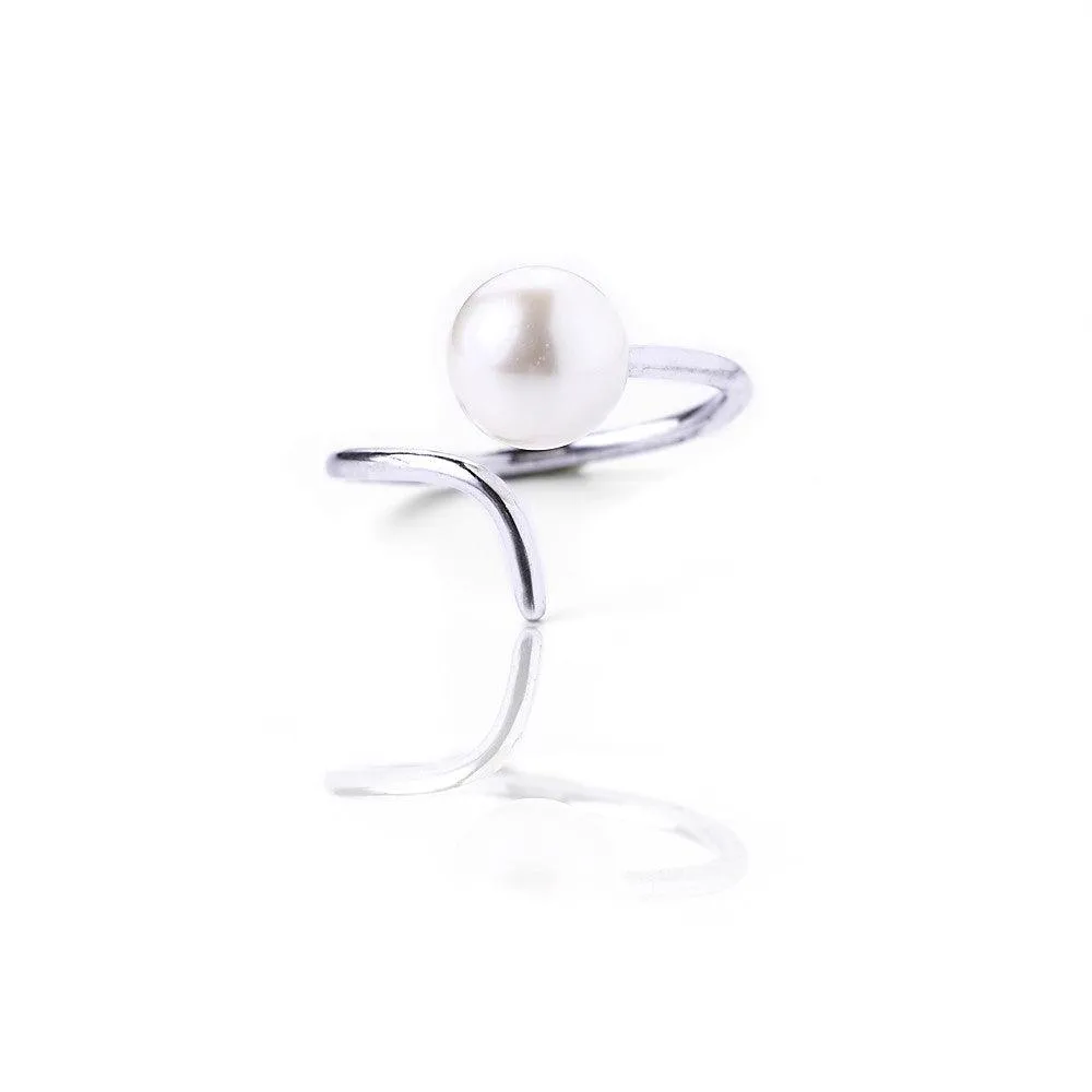 Big pearl ring - Silver