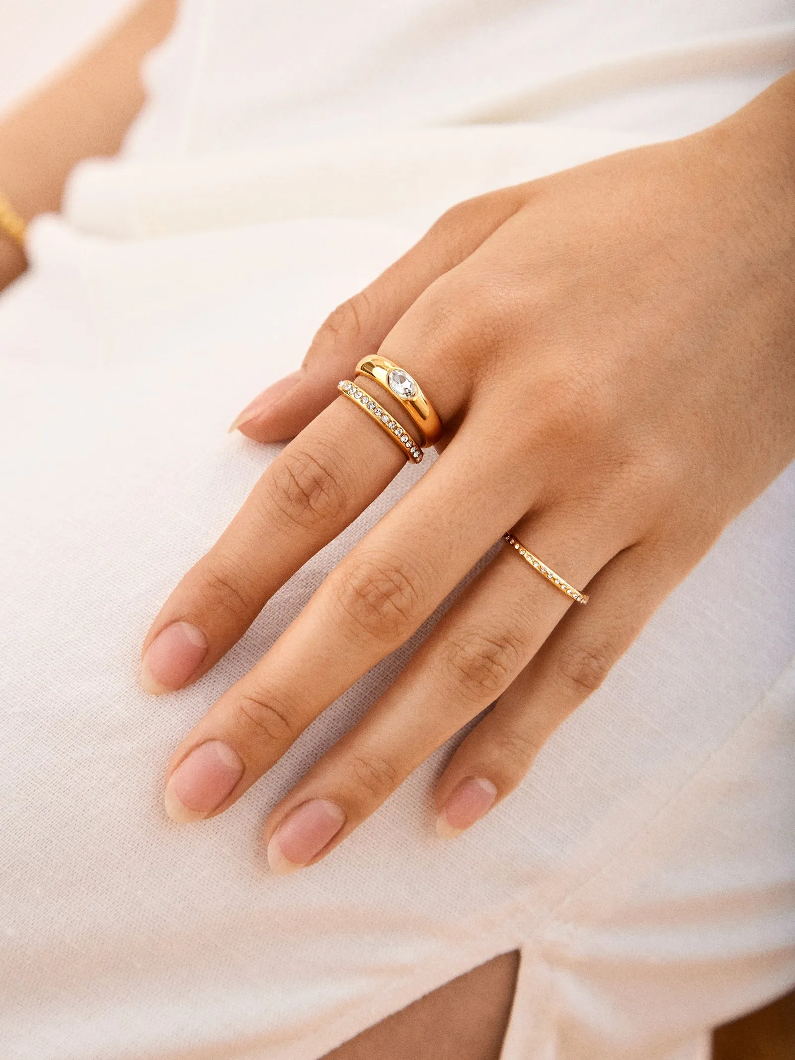 Billie Ring Set - Clear/Gold