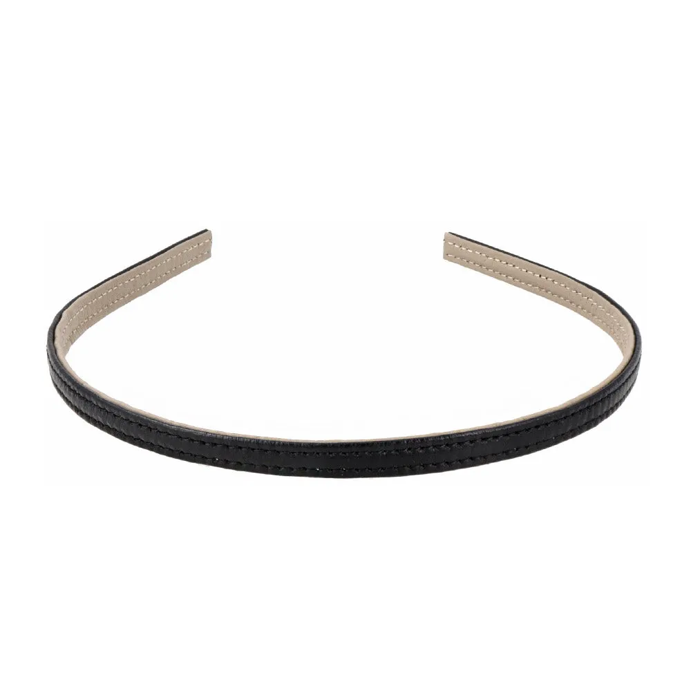 Black and Gray Leather Reversibel Headband