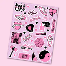 Black Pink Mini Stickers Sheet