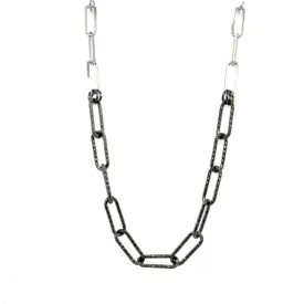 Black Rhodium Paperclip Chain Necklace