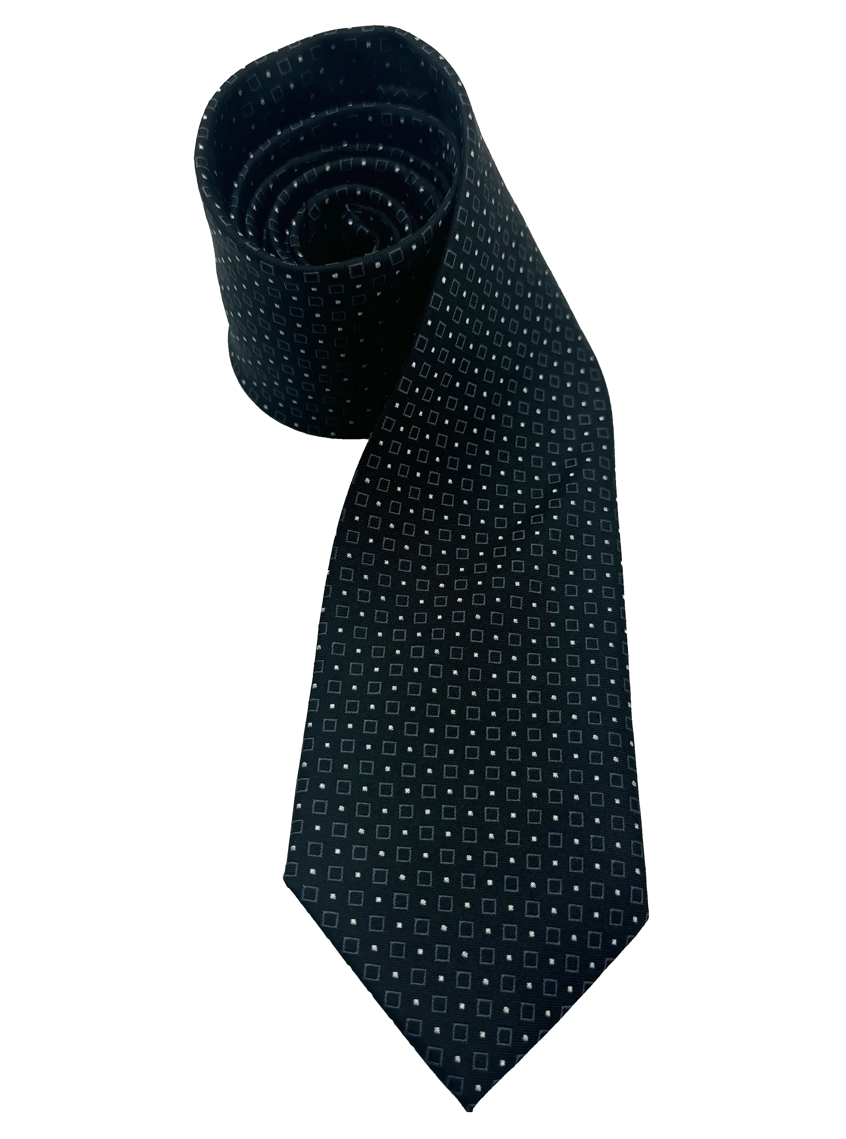 Black Square Print Silk Tie