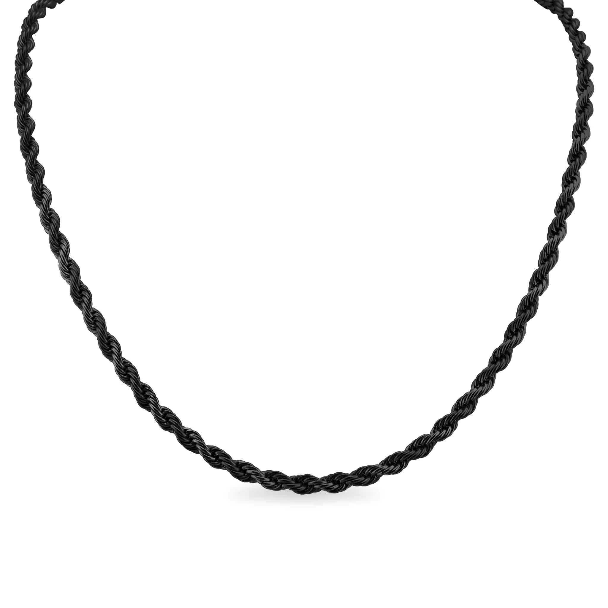 Black Stainless Steel Rope Chain Necklace / CHN9704