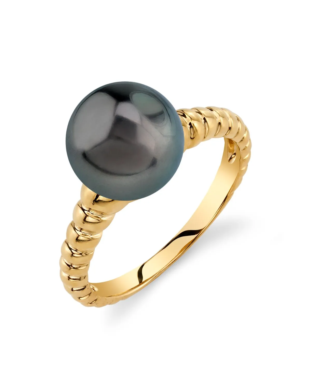 Black Tahitian Pearl Echo Solitaire Ring