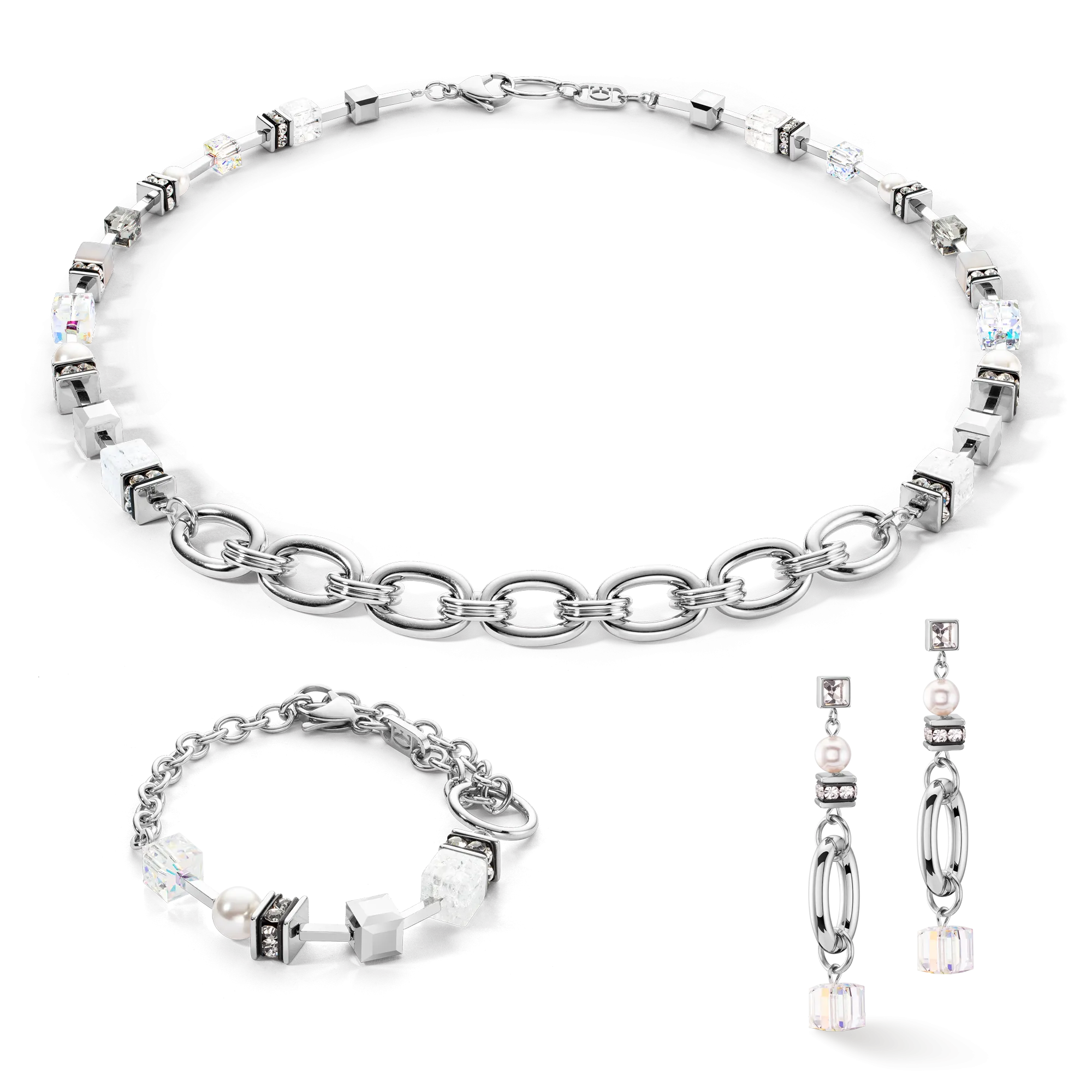 Bracelet Chunky Chain & Cubes Runway Exlusive silver